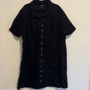 Nina Leonard Black Button-Down Shirt Dress